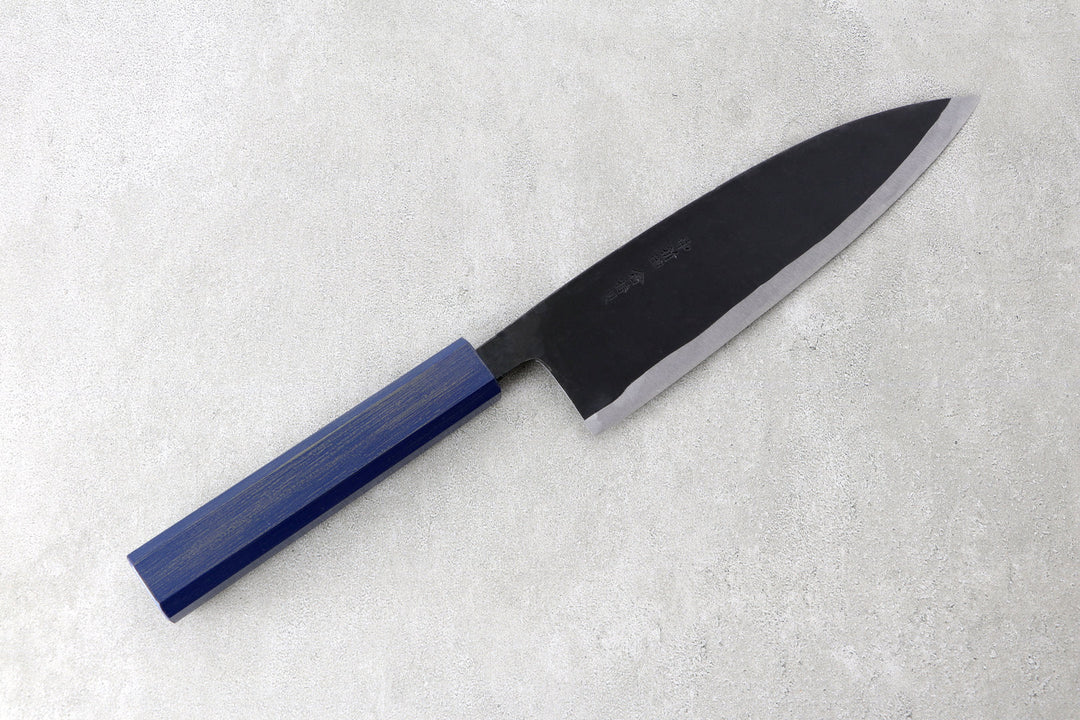 Funayuki mit schwarzer Klinge und blauem Griff