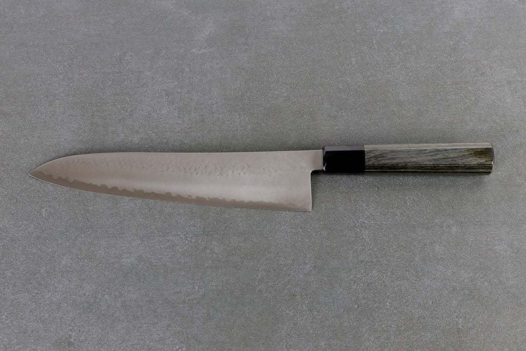 Gyuto 240mm HAP40 Silverback - Tsuchime Finish, Complite Handle gray