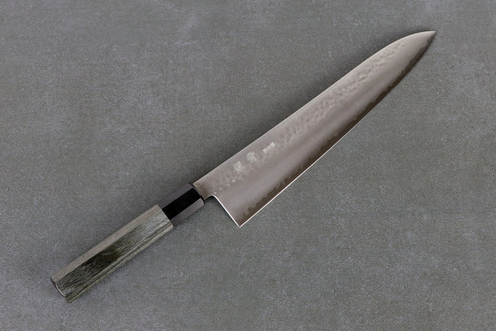 Gyuto 270mm HAP40 Silverback - Tsuchime finished, Complite handle gray