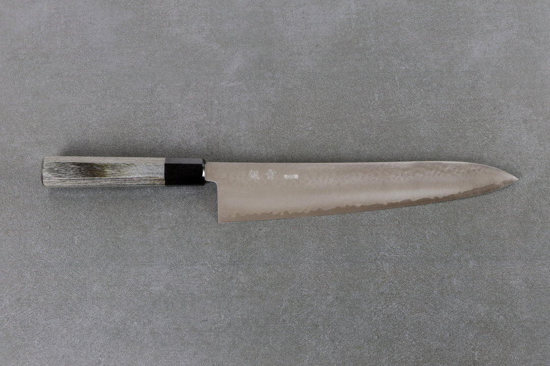 Gyuto 270mm HAP40 Silverback - Tsuchime finished, Complite handle gray