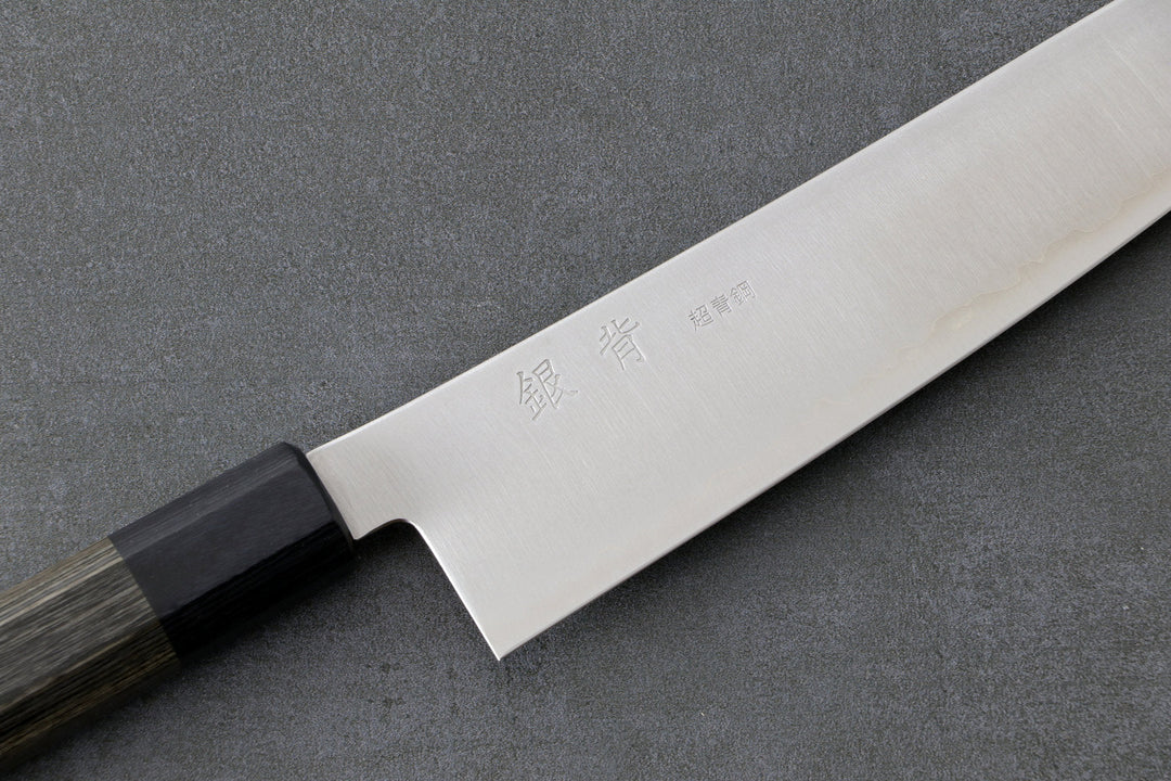 Gyuto 210mm Aogami Super Silverback - Polished Finished mit Complite Griff Grau