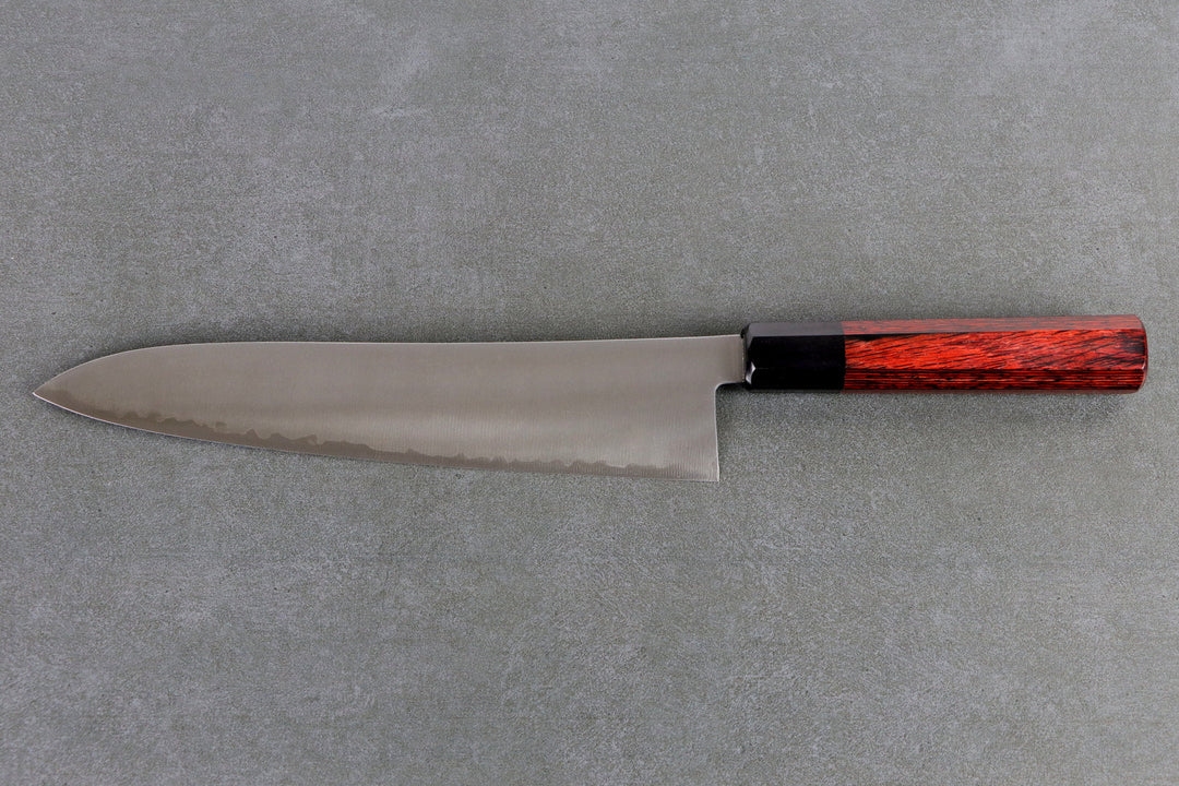 Gyuto 240mm HAP40 Silverback  - Polished Finish, Complite Griff Rot