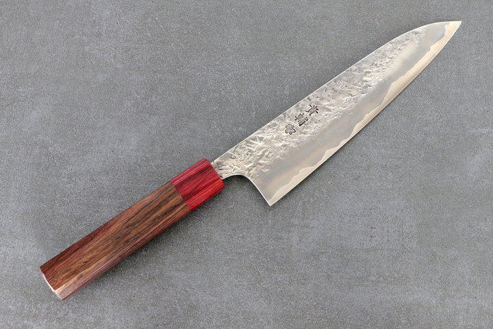 Gyuto 18cm Kisuke ATS34 steel - Tsuchime blade and rosewood handle