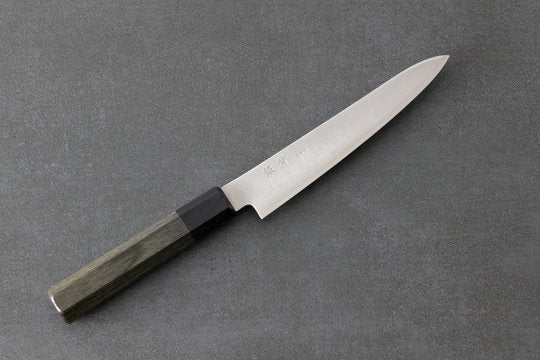 Petty 150mm Aogami Super Silverback - Polished Finish, Complite Griff Grau