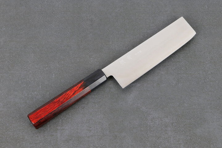 Nakiri Messer 165mm HAP40 Silverback - Polished Finish, Complite Griff Rot