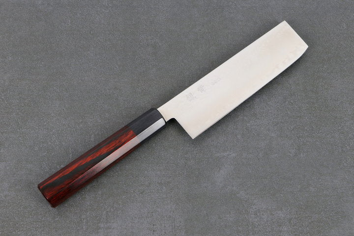 Nakiri 165mm HAP40 Silverback - Tsuchime Finish, Complite Griff Rot
