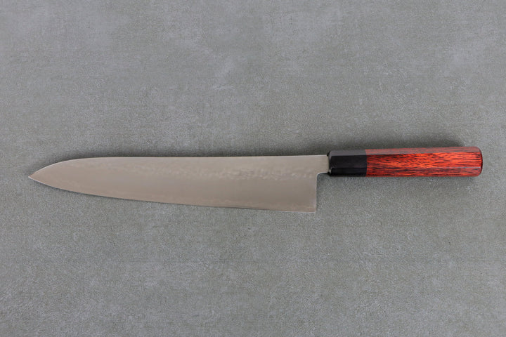 Gyuto 270mm HAP40 Silverback - Tsuchime finished, Complite handle Red