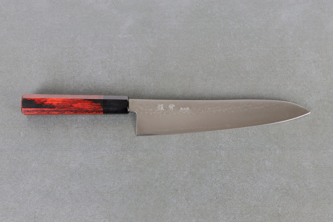 Gyuto 240mm Silverback HAP40 - Tsuchime finished, Complite handle Red