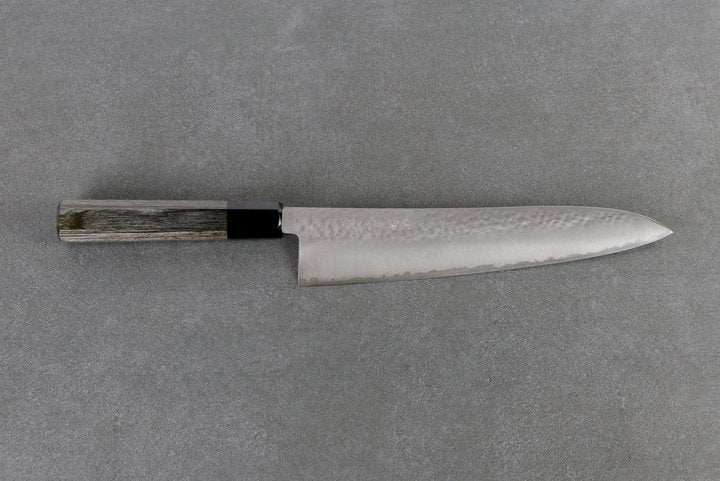 Gyuto 240mm HAP40 Silverback - Tsuchime Finish, Complite Handle gray