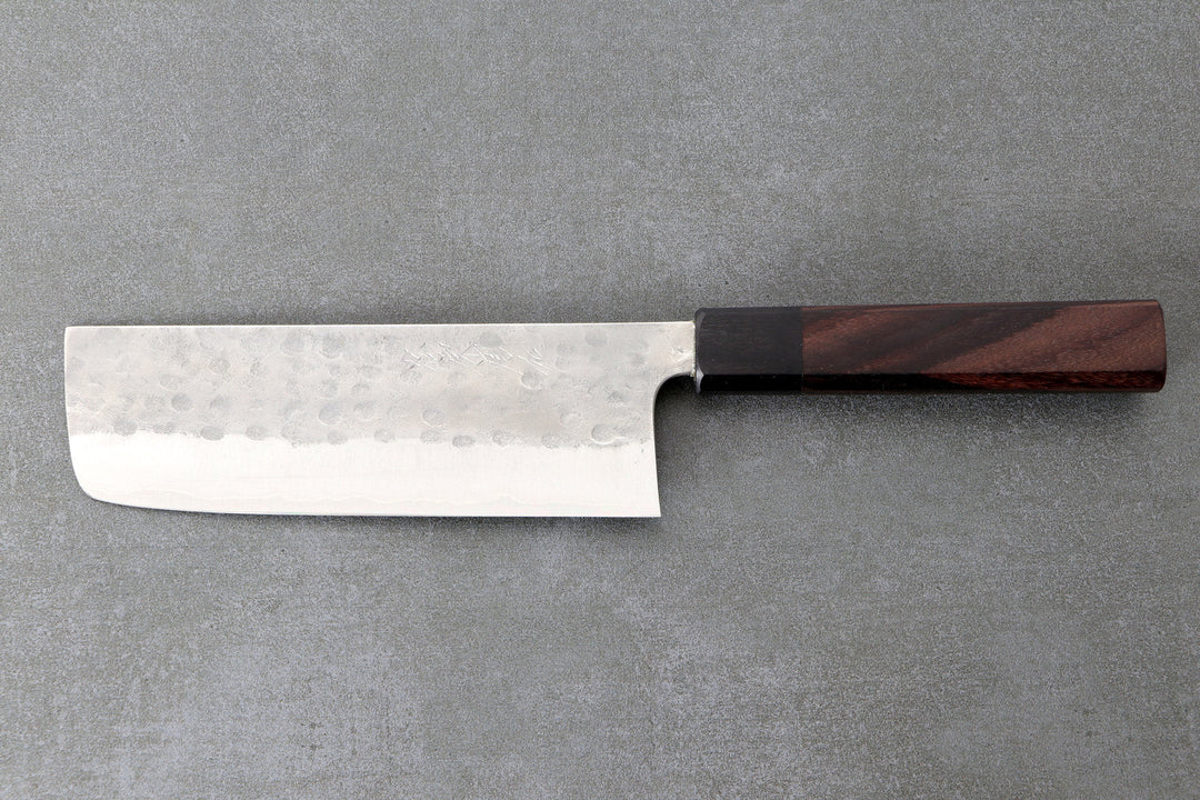 Nakiri 170mm Matsubara Aogami#2 - Tsuchime Finished, Walnussholz Griff