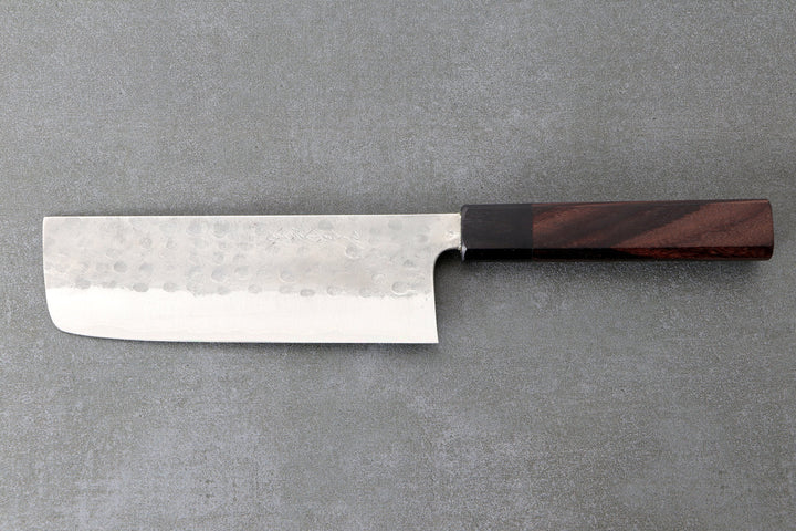 Nakiri 170mm Matsubara Aogami#2 - Tsuchime Finished, Walnussholz Griff