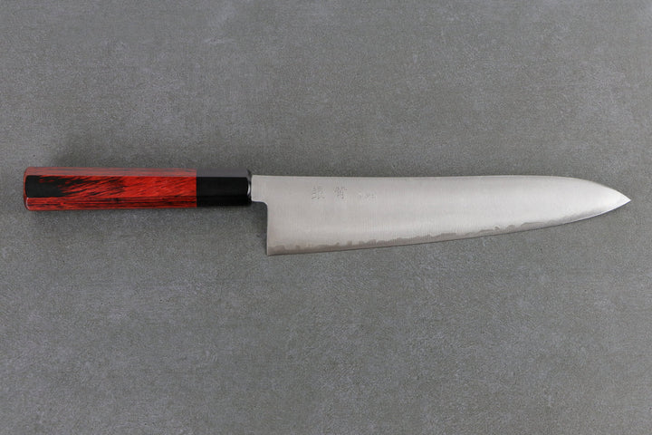 Gyuto 240mm HAP40 Silverback  - Polished Finish, Complite Griff Rot