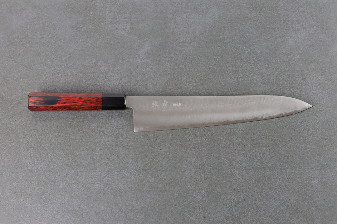 Gyuto 270mm HAP40 Silverback - Tsuchime finished, Complite handle Red