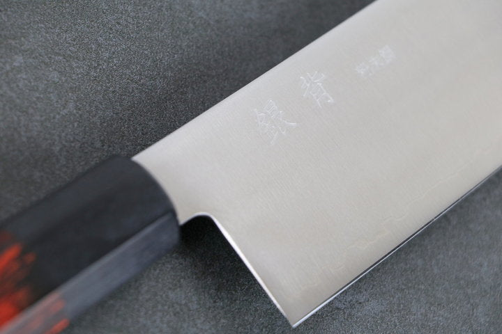Nakiri Messer 165mm HAP40 Silverback - Polished Finish, Complite Griff Rot
