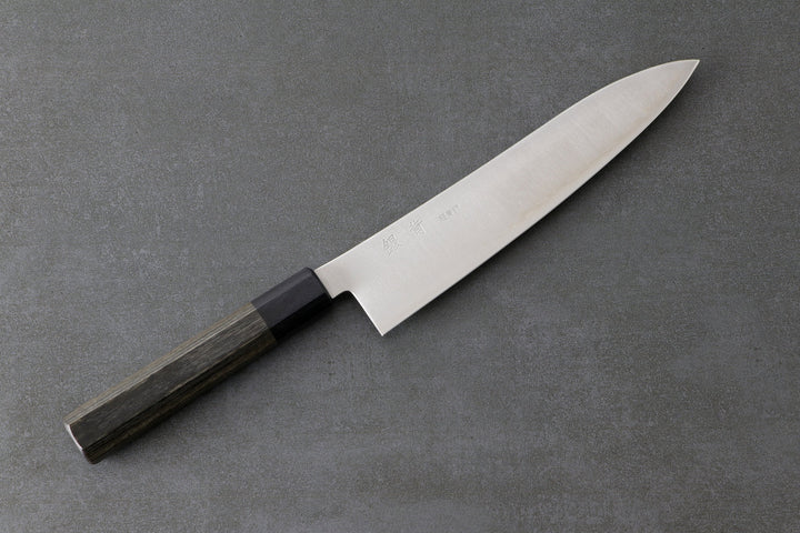 Gyuto 210mm Aogami Super Silverback - Polished Finished mit Complite Griff Grau