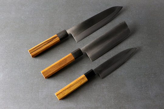 Messerset Yoshimitsu Blue #2  - Gyuto 210mm, Nakiri 165mm, Petty 150mm