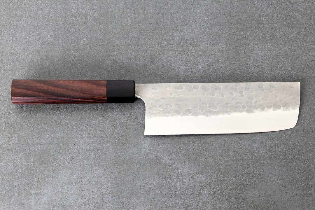 Nakiri 170mm Matsubara Aogami#2 - Tsuchime Finished, Walnussholz Griff