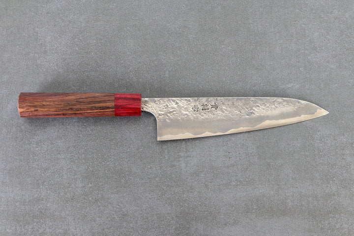 Gyuto 18cm Kisuke ATS34 steel - Tsuchime blade and rosewood handle
