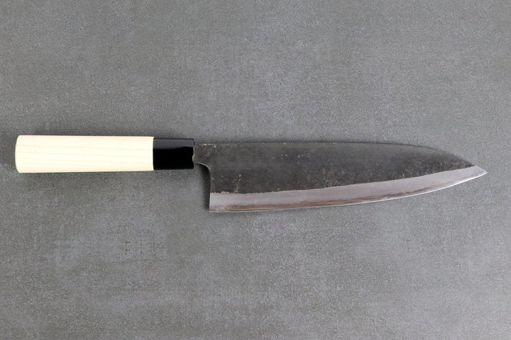 Gyuto knife 210mm Yoshimitsu White #1 - Kurouchi finished, Ho-wood handle