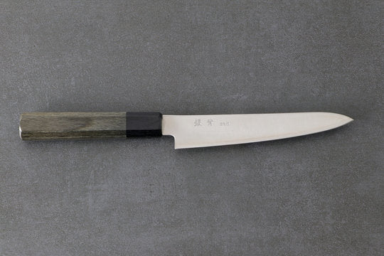 Petty 150mm Aogami Super Silverback - Polished Finish, Complite Griff Grau