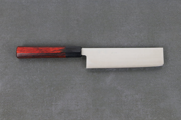 Nakiri Messer 165mm HAP40 Silverback - Polished Finish, Complite Griff Rot