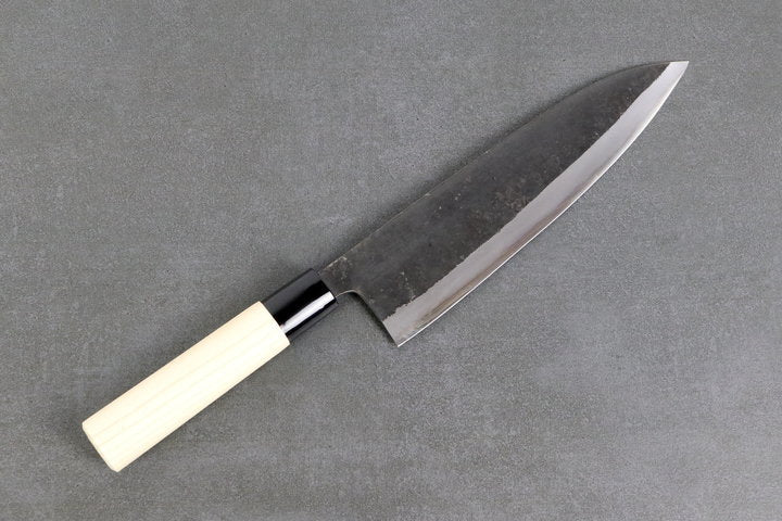 Gyuto knife 210mm Yoshimitsu White #1 - Kurouchi finished, Ho-wood handle