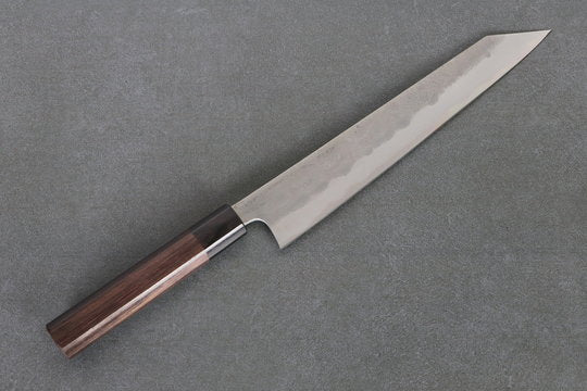 Sujihiki 24 cm Matsubara Blue #2 - Nashiji , Walnussholz Griff