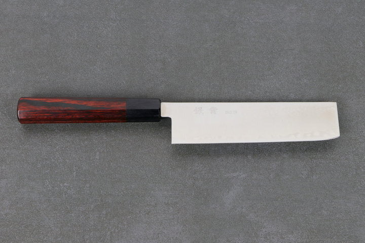 Nakiri 165mm HAP40 Silverback - Tsuchime Finish, Complite Griff Rot
