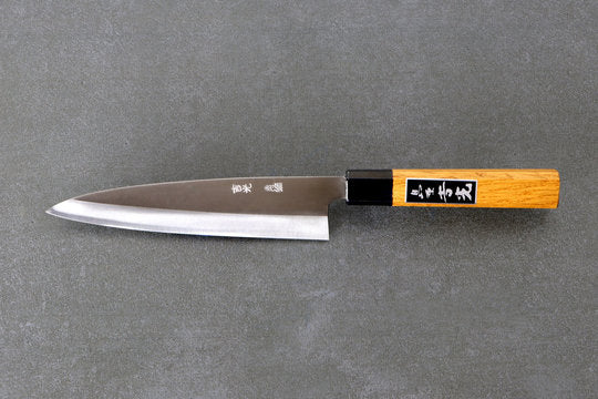 Petty knife 165mm Yoshimitsu Aogami steel - polish finished, Urushi handle transparent - black