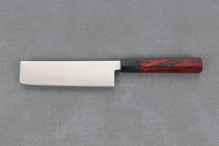 Nakiri Messer 165mm HAP40 Silverback - Polished Finish, Complite Griff Rot