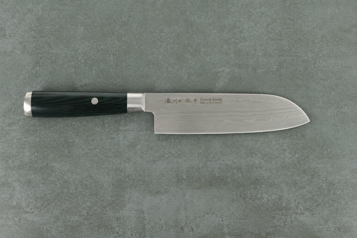 Santokumesser 17 cm – 69 Lagen Damast AUS-10 | Micarta Grün