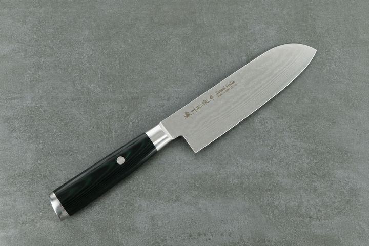 Santokumesser 17 cm – 69 Lagen Damast AUS-10 | Micarta Grün