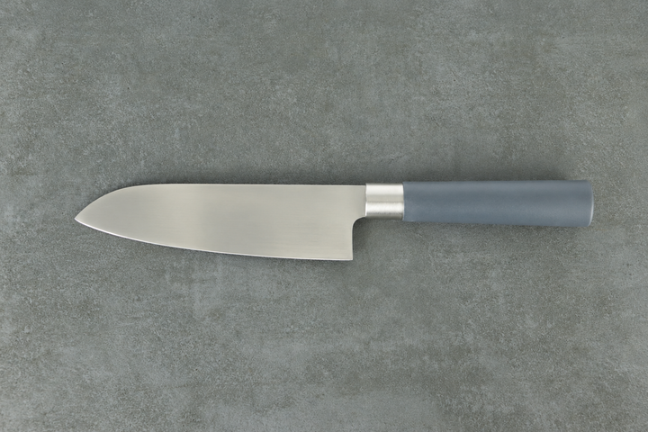 Japanisches Santokumesser 17 cm mit grau-blauer Griff