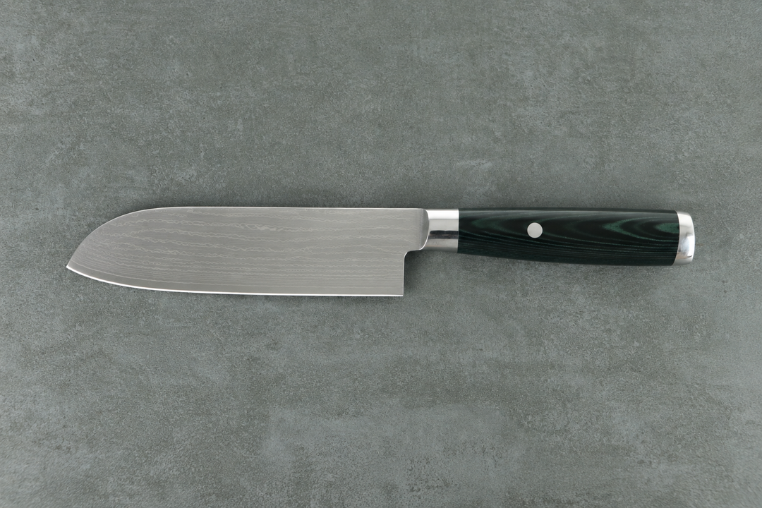 Santokumesser 17 cm – 69 Lagen Damast AUS-10 | Micarta Grün
