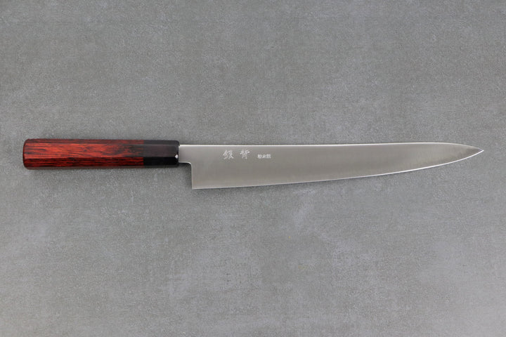 Gyuto 270mm HAP40 Silverback - Tsuchime finished, Complite handle Red