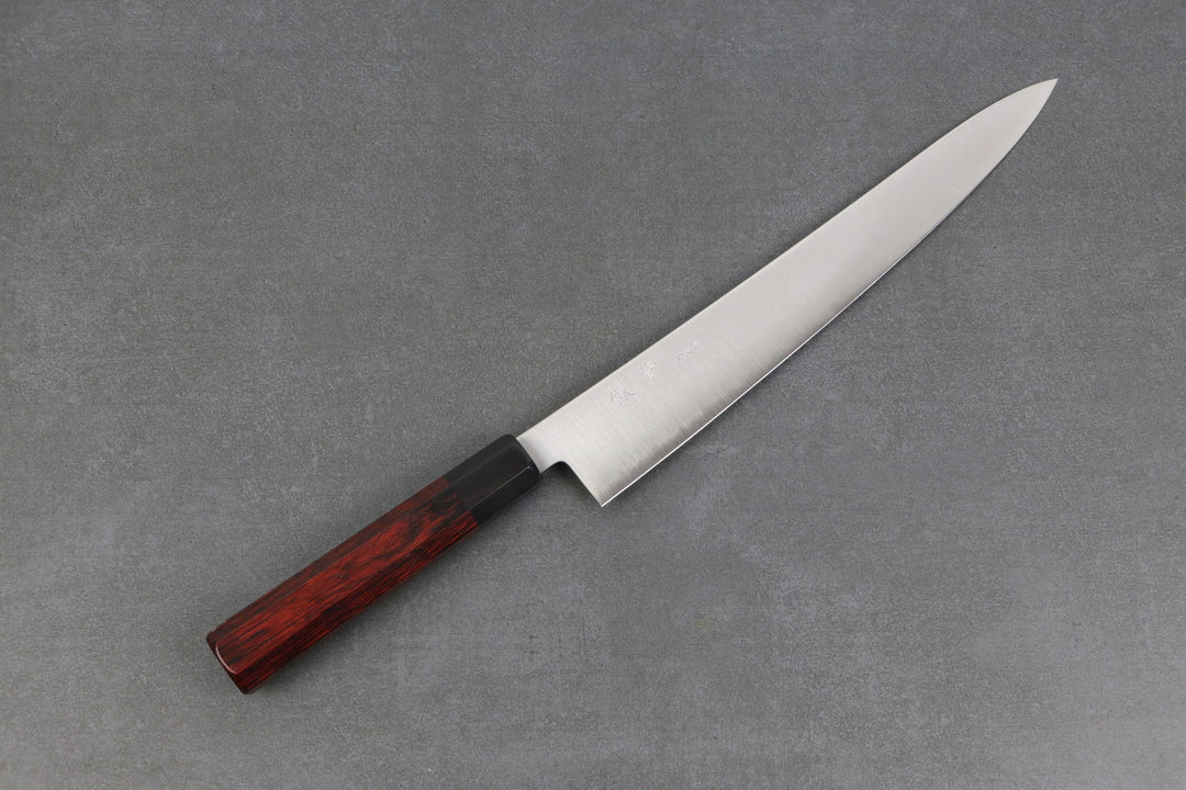 Gyuto 270mm HAP40 - Tsuchime, manche de couteau rouge