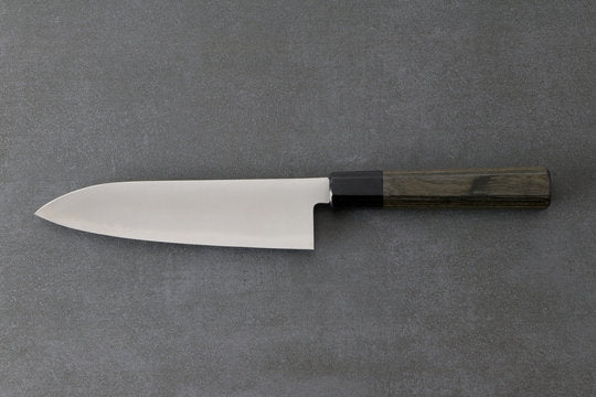 Santoku Knife 18 cm Silverback Knives HAP40 Steel - Polished, Complite Handle Gray