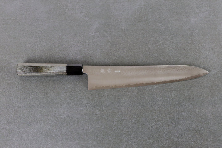 Gyuto 270mm HAP40 Silverback - Tsuchime finished, Complite handle gray