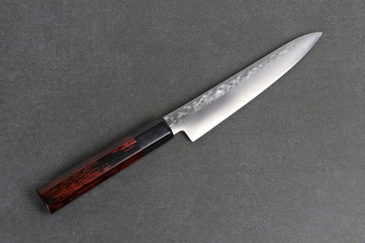 Petty Knife 150mm HAP40 Silverback - Tsuchime Finished, Complite Handle Red