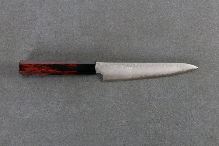 Petty Knife 150mm HAP40 Silverback - Tsuchime Finished, Complite Handle Red