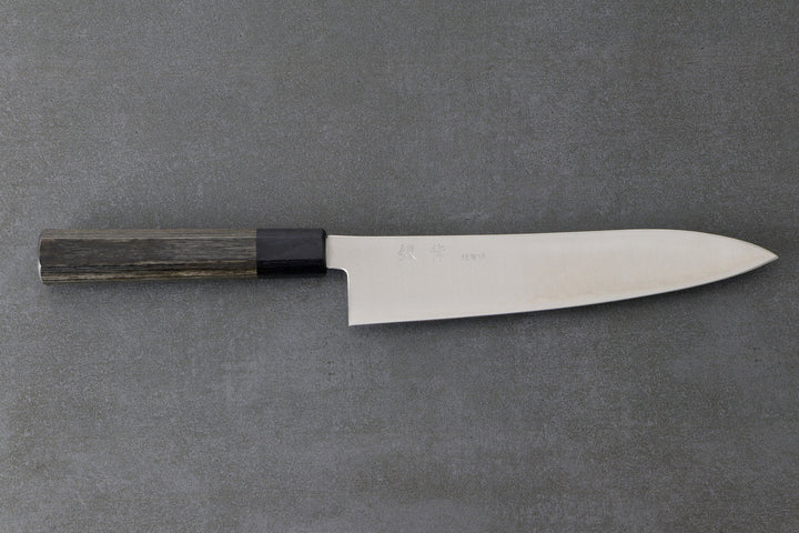 Gyuto 210mm Aogami Super Silverback - Polished Finished mit Complite Griff Grau